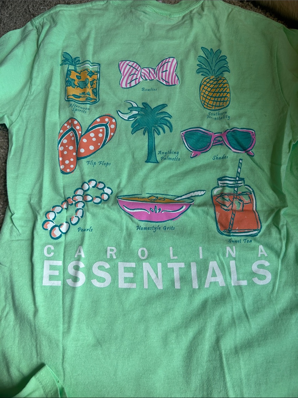 Mint Green Carolina Essentials Graphic Tee with Multicolor Icons